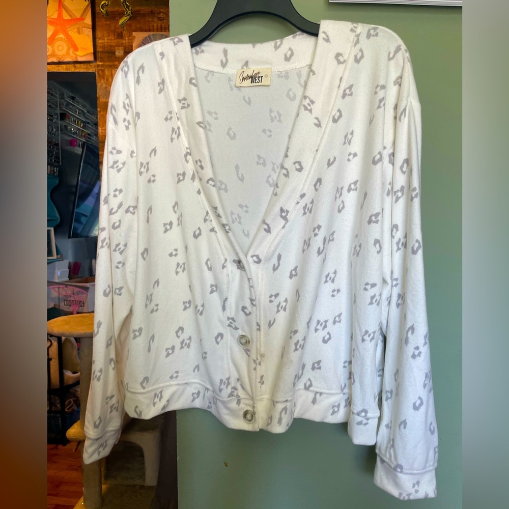 Somewhere West Cropped Button-down Sweater